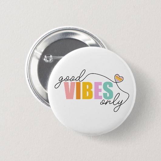 Good Vibes Only Rainbow Heart Button (Vorne & Hinten)