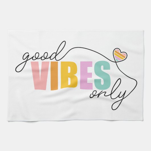 Good Vibes Only Rainbow Heart Geschirrtuch (Horizontal)