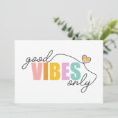 Good Vibes Only Rainbow Heart Karte (Stehend Vorderseite)