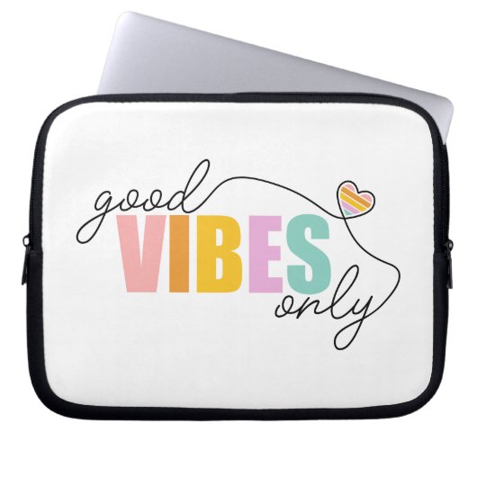 Good Vibes Only Rainbow Heart Laptopschutzhülle (Vorderseite)