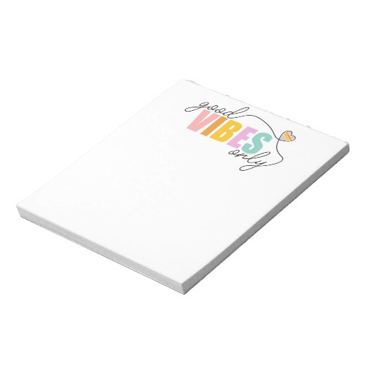 Good Vibes Only Rainbow Heart Notizblock (Rotiert)