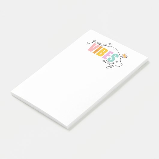 Good Vibes Only Rainbow Heart Post-it Klebezettel (angewinkelt)