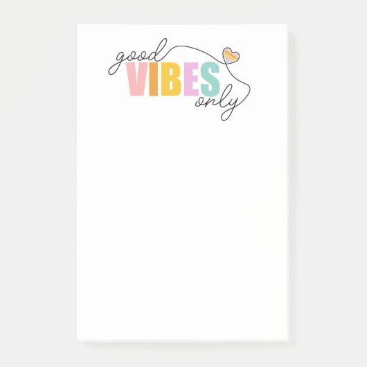 Good Vibes Only Rainbow Heart Post-it Klebezettel (Vorderseite)