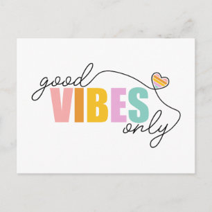Good Vibes Only Rainbow Heart Postkarte