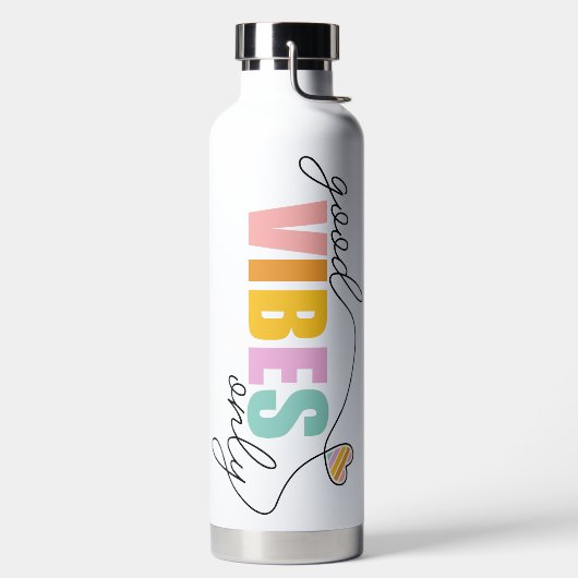 Good Vibes Only Rainbow Heart Trinkflasche (links)