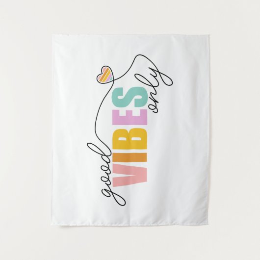 Good Vibes Only Rainbow Heart Wandteppich (Vorderseite)