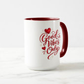 Good Vibes Only Red Heart Positive Quote Classic  Tasse (VorderseiteRechts)
