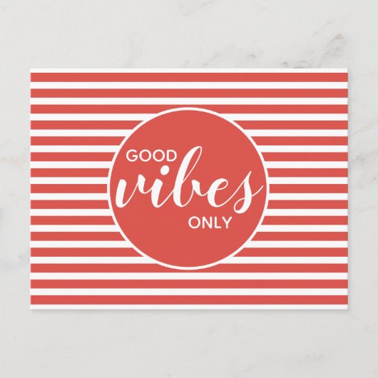 Good Vibes Only Red & White Typografy Quote Postkarte (Vorderseite)