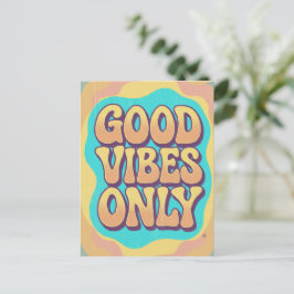 Good vibes only retro groovy style postkarte