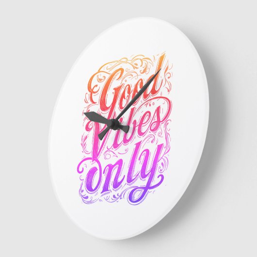 Good Vibes Only Script Badge Große Wanduhr (Winkel)