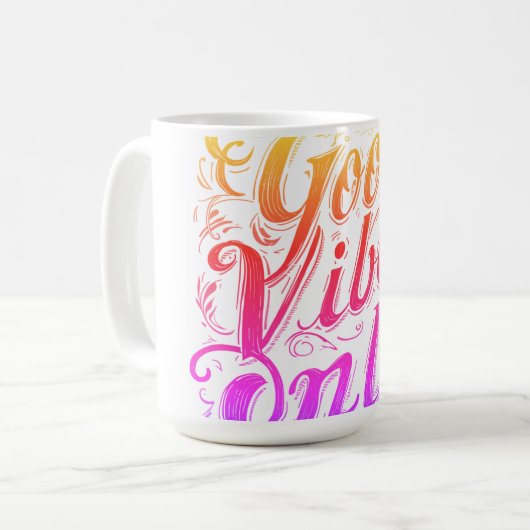 Good Vibes Only Script Badge Kaffeetasse (Vorderseite Links)