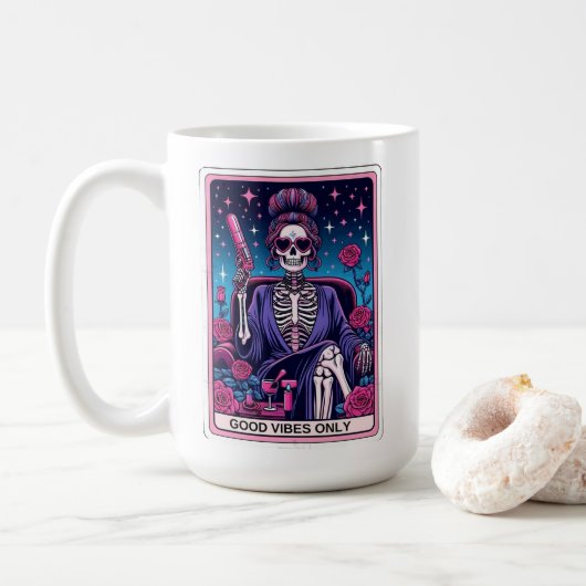 Good Vibes Only Tarot Card Tasse (Mit Donut)