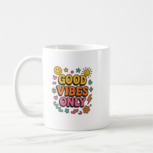 Good Vibes Only Tasse - Funky Retro Positive Energ (Links)