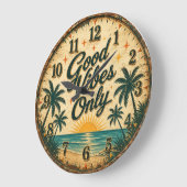 Good Vibes Only Tropical Beach Große Wanduhr (Winkel)