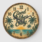 Good Vibes Only Tropical Beach Große Wanduhr (Vorderseite)