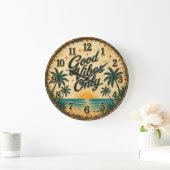 Good Vibes Only Tropical Beach Große Wanduhr (Zuhause)