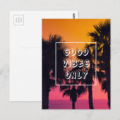 "Good Vibes only" Tropical Beach Palms Sunset Postkarte (Vorne/Hinten)