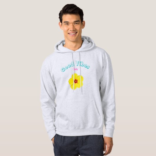 Good Vibes Only Yellow Hibiskus Art Hoodie (Vorne ganz)