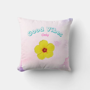 Good Vibes Only Yellow Hibiskus Kissen