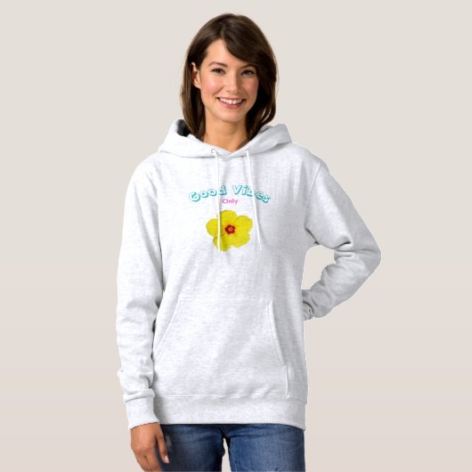 Good Vibes Only Yellow Hibiskus T - Shirt (Vorne ganz)