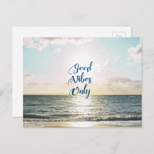 "Good Vibes Only" Zitat Positive Sea Sun Postkarte (Vorne/Hinten)