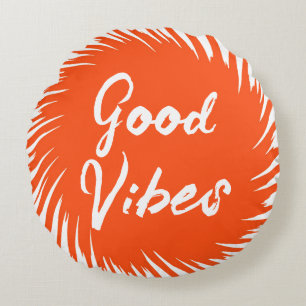 Good Vibes Orange Rundes Kissen