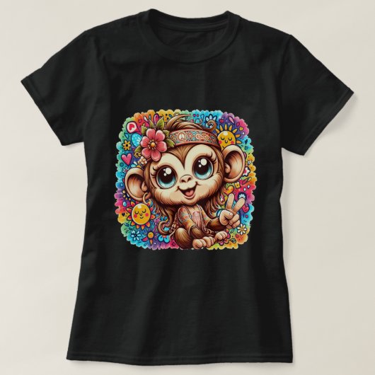 Good Vibes Peace Monkey Women's Tee (Design vorne)
