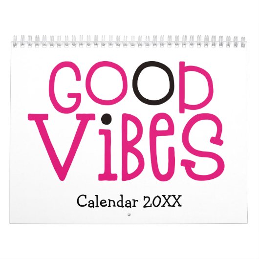 Good Vibes Positivity Quotes Pink White 2022 Kalender (Titelbild)