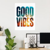 Good Vibes Poster - Tropical Sunset Typografy (Heimbüro)