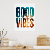 Good Vibes Poster - Tropical Sunset Typografy (Küche)