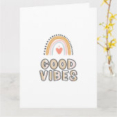 Good Vibes Rainbow Boho Lettering Karte (Gelbe Blume)