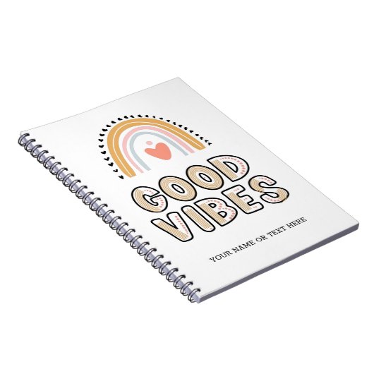 Good Vibes Rainbow Boho Lettering Notizblock (Rechte Seite)