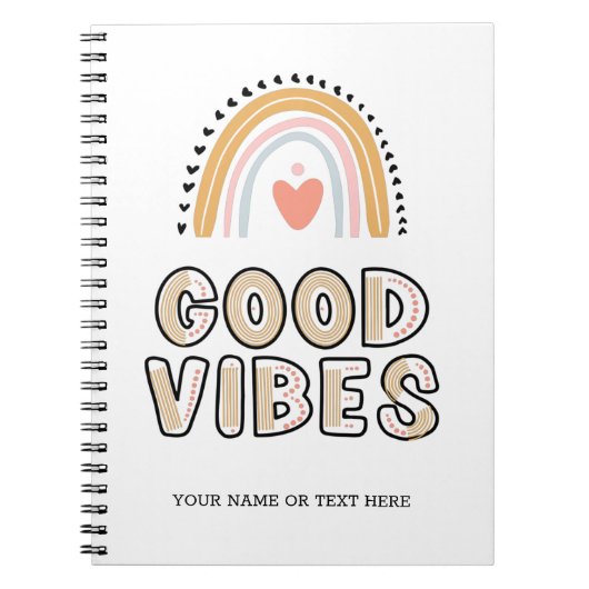 Good Vibes Rainbow Boho Lettering Notizblock (Vorderseite)