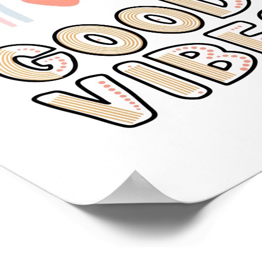 Good Vibes Rainbow Boho Lettering Poster (Ecke)