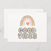 Good Vibes Rainbow Boho Lettering Postkarte (Vorne/Hinten)