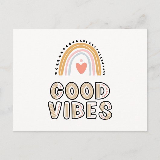 Good Vibes Rainbow Boho Lettering Postkarte (Vorderseite)
