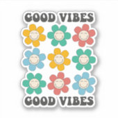 Good Vibes Retro farbenfrohe Daisy Blume Aufkleber (Vorderseite)