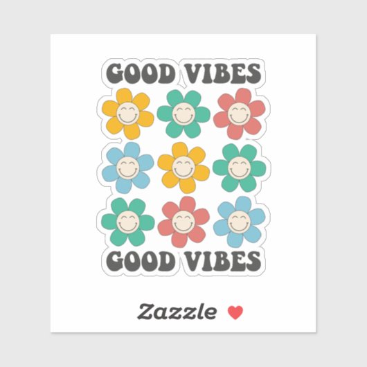 Good Vibes Retro farbenfrohe Daisy Blume Aufkleber (Blatt)
