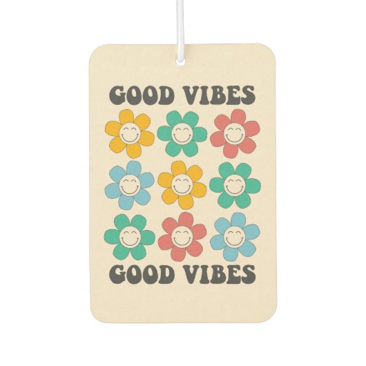Good Vibes Retro farbenfrohe Daisy Blume Autolufterfrischer (Vorderseite)