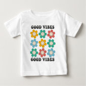 Good Vibes Retro farbenfrohe Daisy Blume Baby T-shirt (Vorderseite)