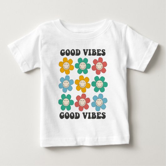 Good Vibes Retro farbenfrohe Daisy Blume Baby T-shirt (Vorderseite)