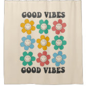 Good Vibes Retro farbenfrohe Daisy Blume Duschvorhang (Vorderseite)