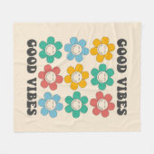 Good Vibes Retro farbenfrohe Daisy Blume Fleecedecke (Vorderseite (Horizontal))