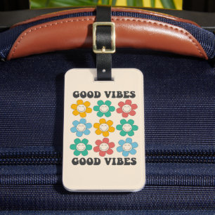 Good Vibes Retro farbenfrohe Daisy Blume Gepäckanhänger