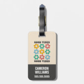 Good Vibes Retro farbenfrohe Daisy Blume Gepäckanhänger (Rückseite vertikal)