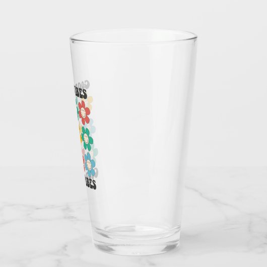 Good Vibes Retro farbenfrohe Daisy Blume Glas (Links)