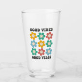 Good Vibes Retro farbenfrohe Daisy Blume Glas (Vorderseite)