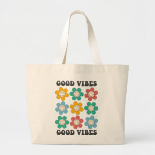 Good Vibes Retro farbenfrohe Daisy Blume Jumbo Stoffbeutel
