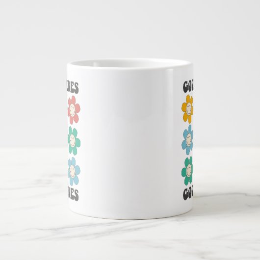 Good Vibes Retro farbenfrohe Daisy Blume Jumbo-Tasse (Vorderseite)