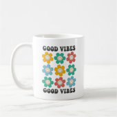 Good Vibes Retro farbenfrohe Daisy Blume Kaffeetasse (Links)